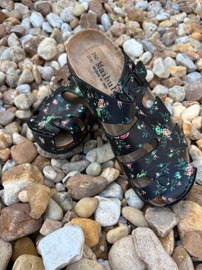 Strappy Maibulun Floral Black Slip-On Slides Comfort Sandals for Women Size 8
